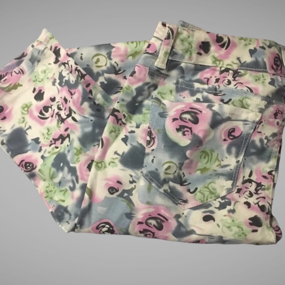 Boom Boom Blue Pink Floral Print Skinny Jeans - Picture 4 of 9